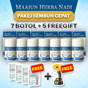 HERBANADI PAKEJ SEMBUH CEPAT (7 BOTOL FREE 4 KOTAK GOUTMED FREE TURBO MINI BLOWER)